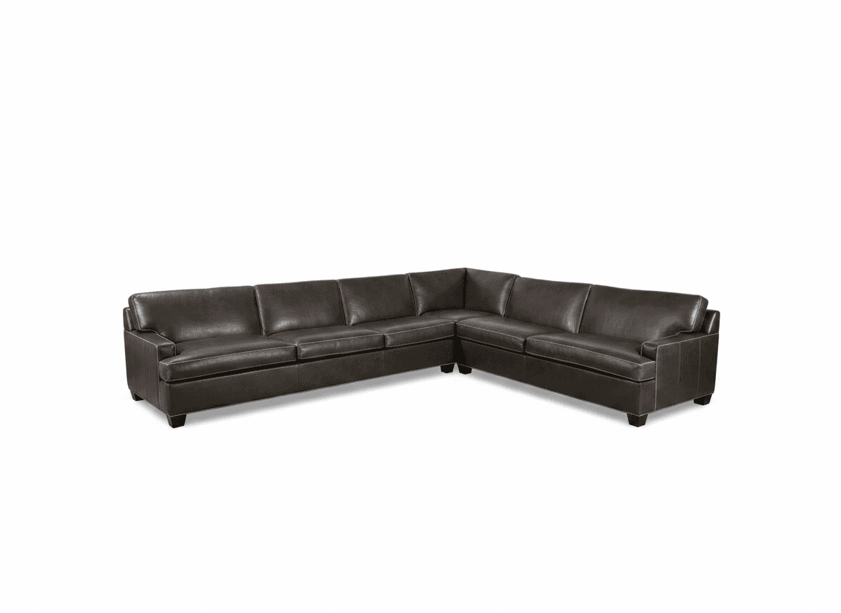 Hickory Chair custom leather sectional on white background